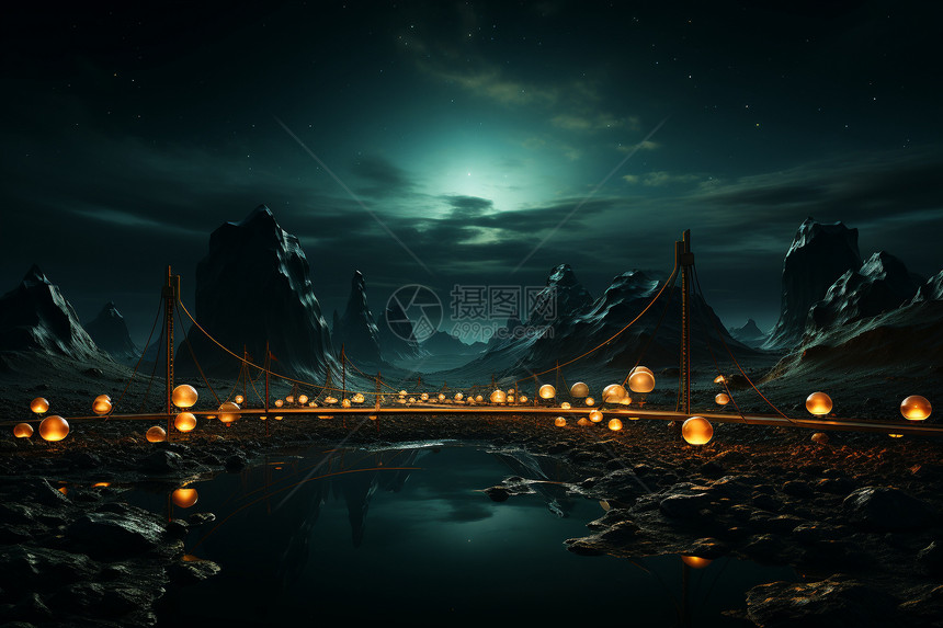 夜晚的建筑桥梁图片