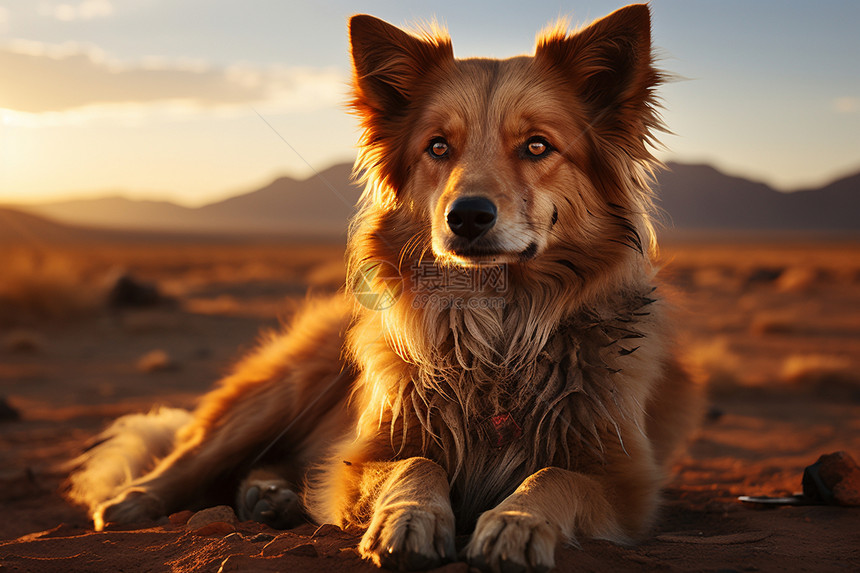沙漠中的动物小狗图片