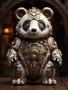 木机械科技的机器熊猫插画
