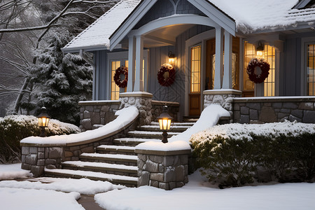 冬季的别墅建筑图片