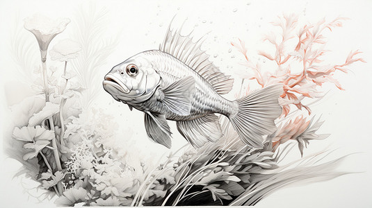 绘画的鱼类作品图片
