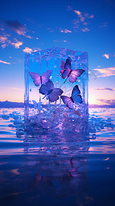 玻璃里的美丽蝴蝶图片