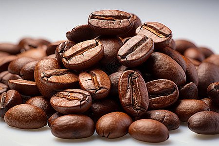白色背景中的咖啡豆背景图片