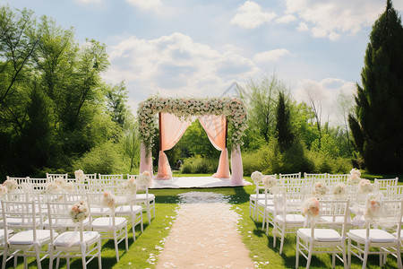 森林外浪漫的婚礼背景图片