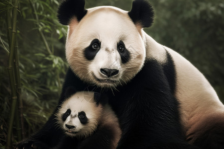 竹林里面的小熊猫图片