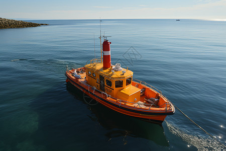 海洋中行驶的救生艇图片