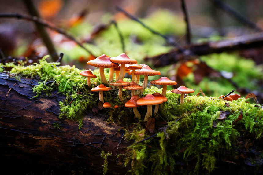丛林里面生长的蘑菇图片