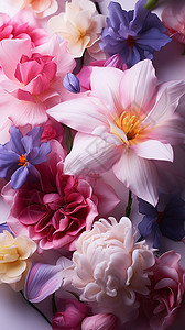 一束紫色和粉红色的花背景图片
