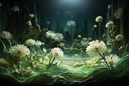 蒲公英PNG制作的绿色植物背景设计图片