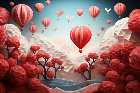 创建的浪漫热气球元素背景图片