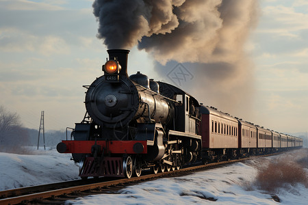 历史铁路行驶的蒸汽火车背景