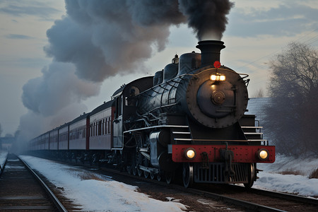 冬日蒸汽火车图片