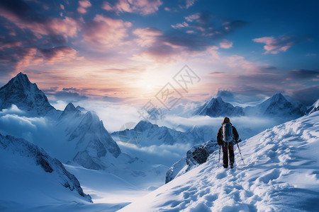 白雪皑皑的高山图片