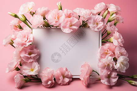 粉色花朵框架绽放的浪漫背景