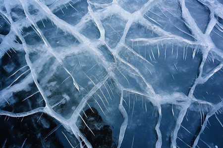 霜冻湖泊图片