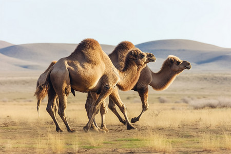 沙漠奔跑的骆驼图片