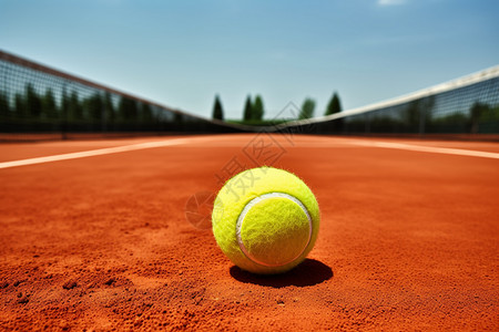 红土网球场户外网球场地上的网球背景