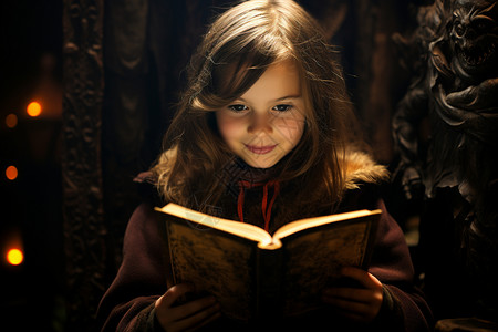 少女阅读书籍背景图片