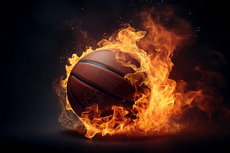 激情篮球火焰中的篮球设计图片