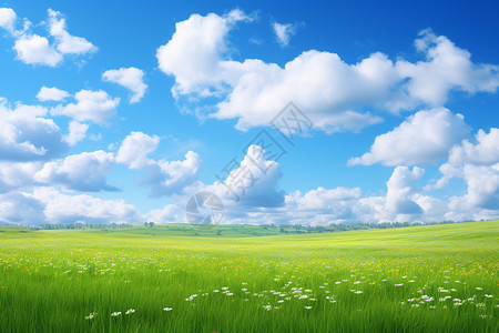 清新的草地和美丽的天空图片