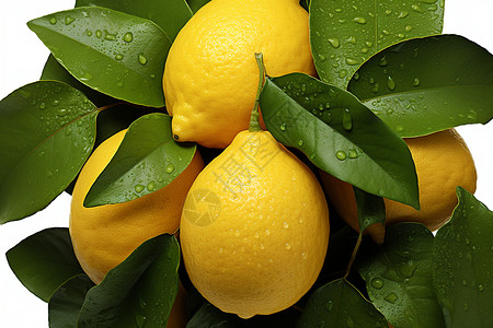 树上新鲜清新的柠檬背景图片