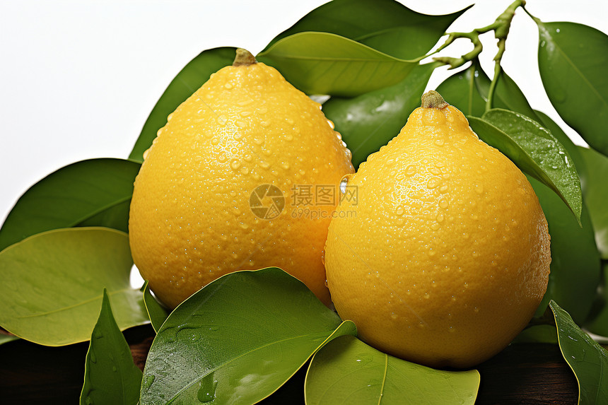 树枝上成熟的柠檬图片