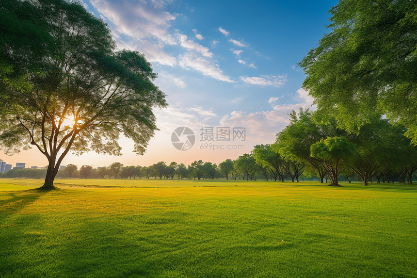 夏季开阔的草地景观图片