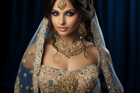 精致装扮的印度新娘图片
