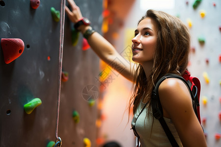 爱好攀岩运动的女子背景图片