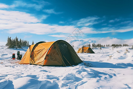 雪地帐篷雪地中的露营帐篷背景