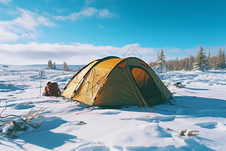 雪地帐篷冬季雪地中的帐篷背景