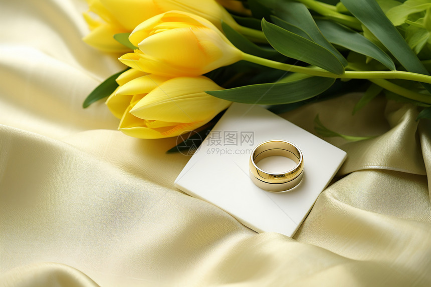 金色的浪漫订婚戒指图片