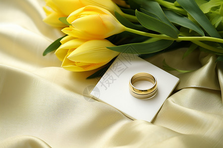 金色牛津郁金香金色的浪漫订婚戒指背景
