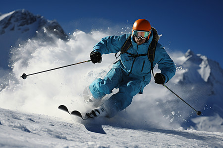 冒险的雪山滑雪爱好者图片