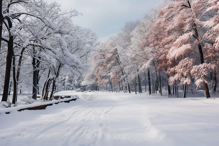 雪景美丽公园图片