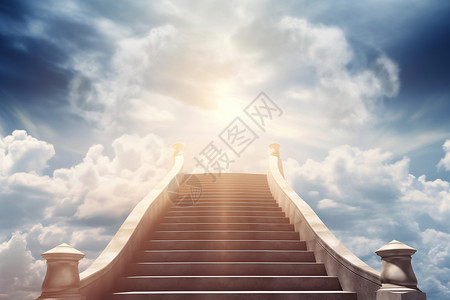 蓝色天堂通往成功的阶梯设计图片