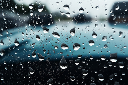 雨天玻璃上的水珠背景图片