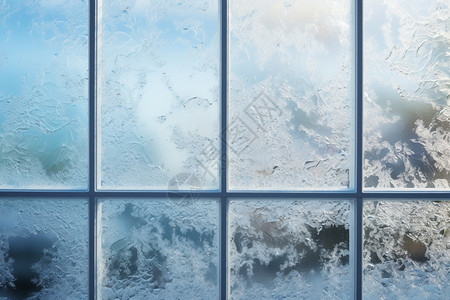 冬季的结冰窗户图片