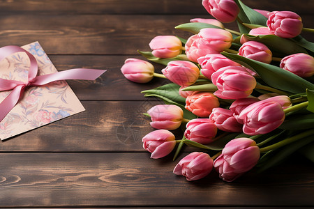 粉色的郁金香花束图片