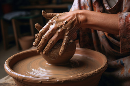手工坊素材手工制作的陶艺背景