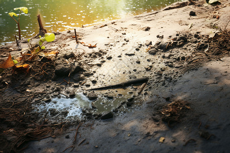 湿地环境中的水坑图片