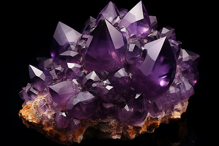 闪耀的紫晶晶状体紫晶簇高清图片