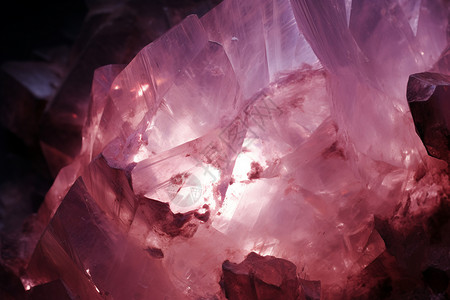 水晶矿石半透明的粉红水晶背景