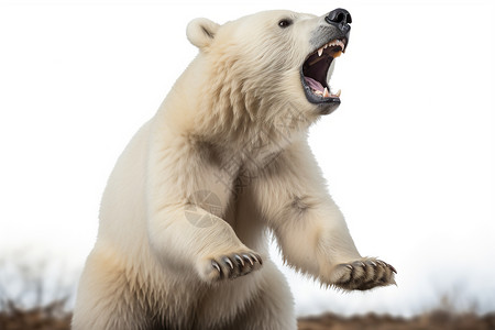北极熊扬起后腿高清图片