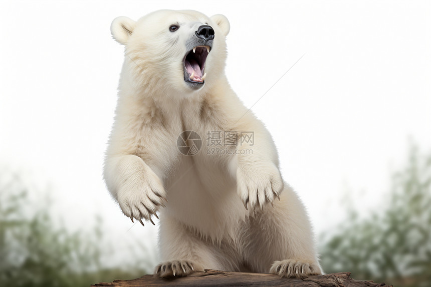 北极熊开口大吼图片