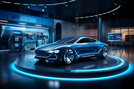 展厅中的未来汽车背景图片