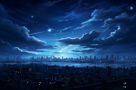 城市的夜间景色高清图片