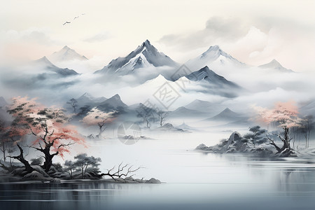 湖光山色艺术意境图片