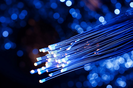 科技网线光缆中的闪光蓝光背景