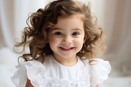小女孩的甜美笑容背景图片